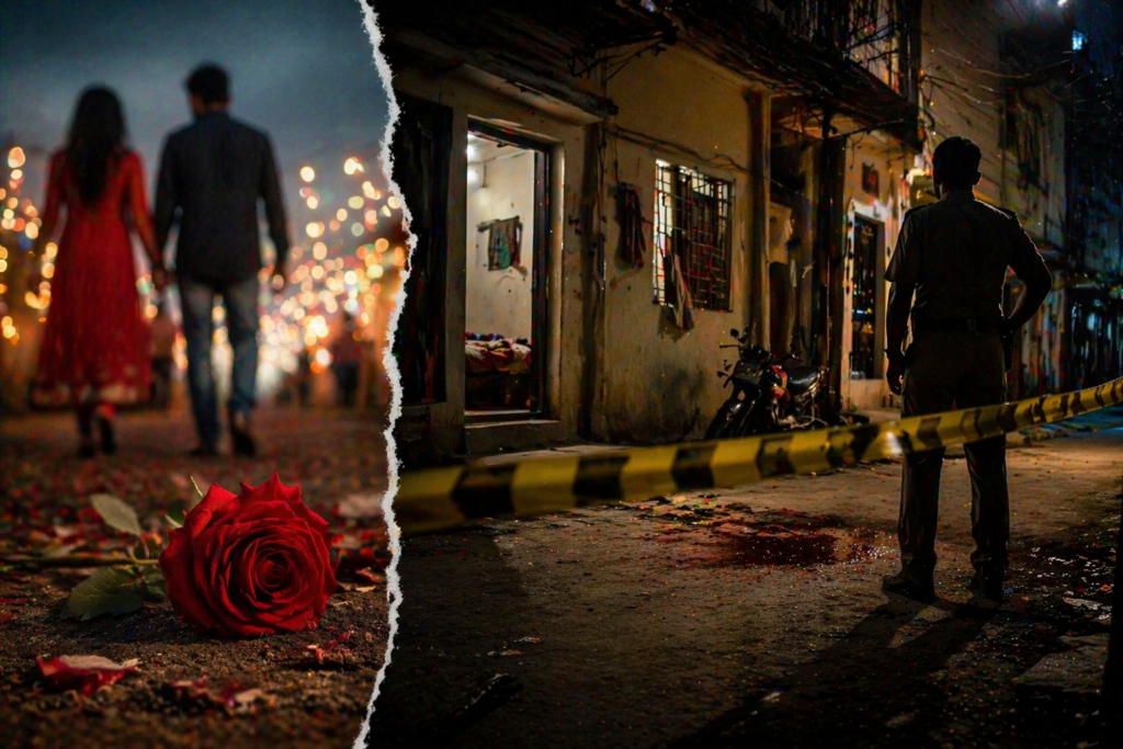 Vita Sangli Murder Case ghar ke bahar police aur crime scene tape ke sath ghatna sthal ka drishya