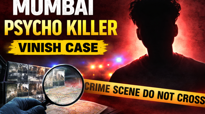 Mumbai psycho killer case investigation symbolic image with police lights and crime scene
