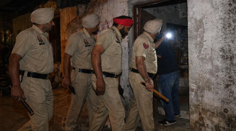 Punjab police raid scene during investigation in Ludhiana murder case