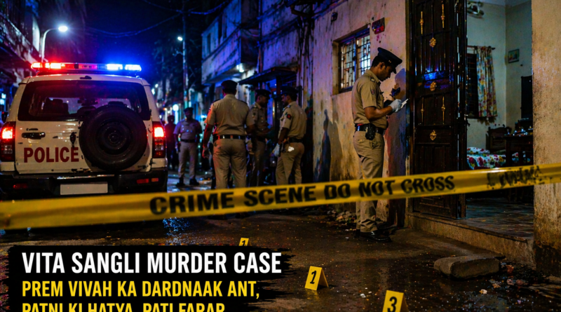 Vita Sangli Murder Case ghar ke bahar police aur crime scene tape ke sath ghatna sthal ka drishya